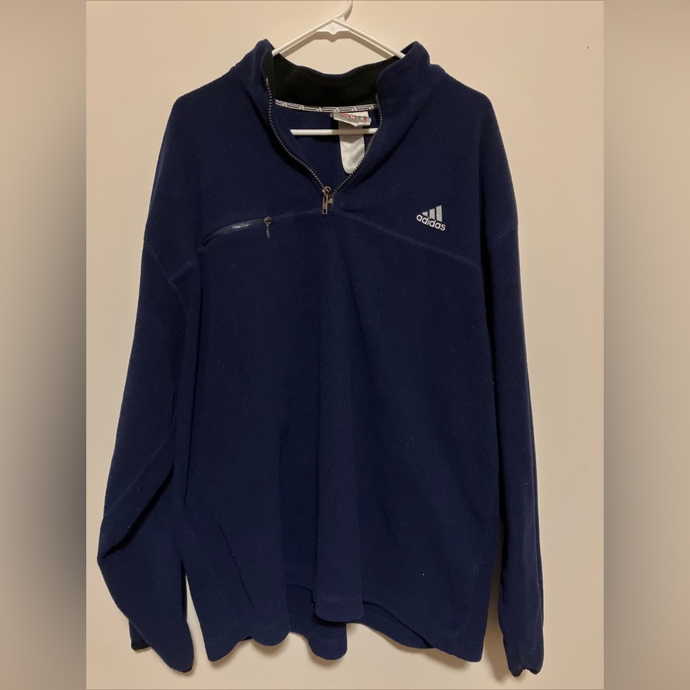 Adidas Men XL 1/4 Zip Blue Fleece